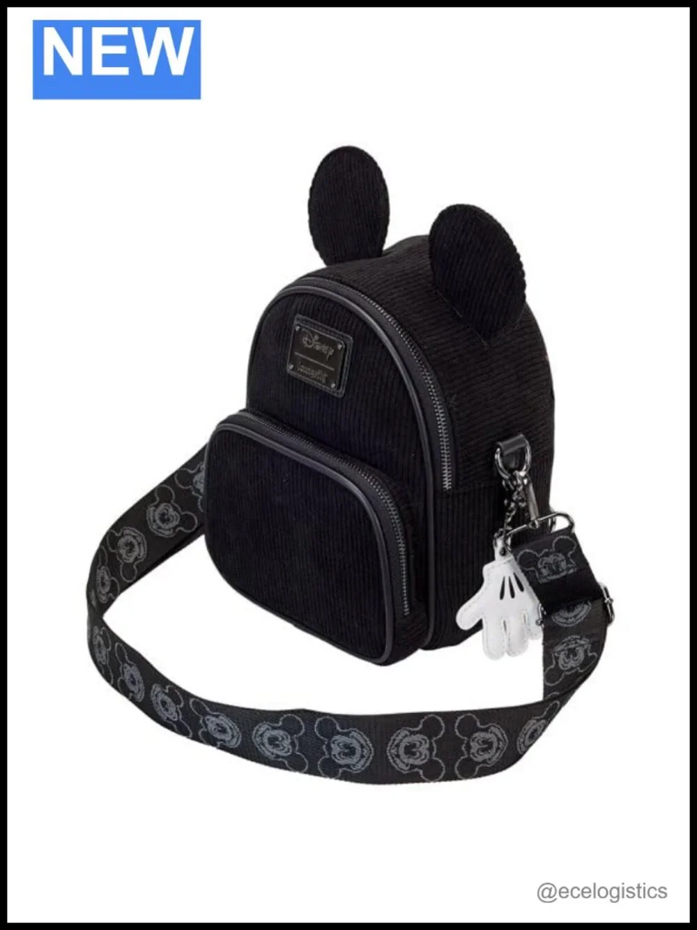 Loungefly Mickey Mouse Corduroy Convertible Crossbody Bag Faux Leather Disney